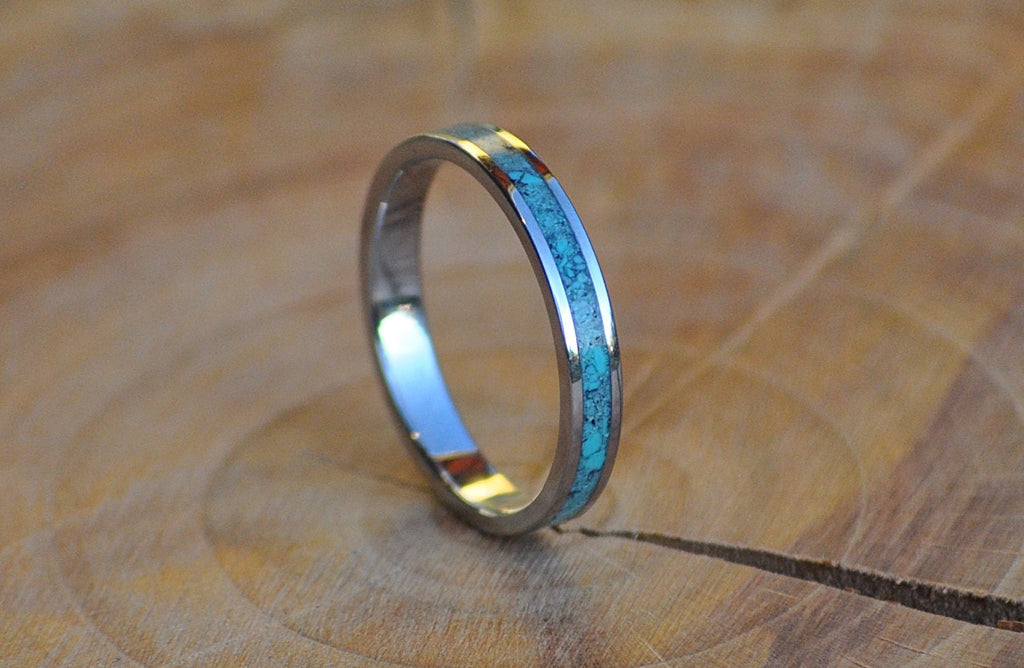 Handcrafted Stainless Steel Ring with Turquoise Inlay