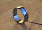 Customizable Stainless Steel Ring with Lapis Lazuli Inlay: Wedding Band