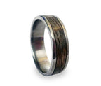 Mens Titanium Ring: Ziricote Wood Inlay Wedding Band