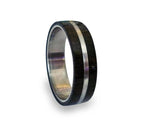 Handmade Stainless Steel Wedding Band with Wenge Wood Inlay