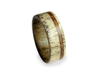 Antler Ring with Oak Wood Inlay: Natural Deer Antler Band