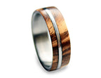 Titanium Ring with Zebrano Wood Inlay & Stripe