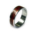 Titanium Ring with Mahogany Wood Inlay - Handmade Wooden Band