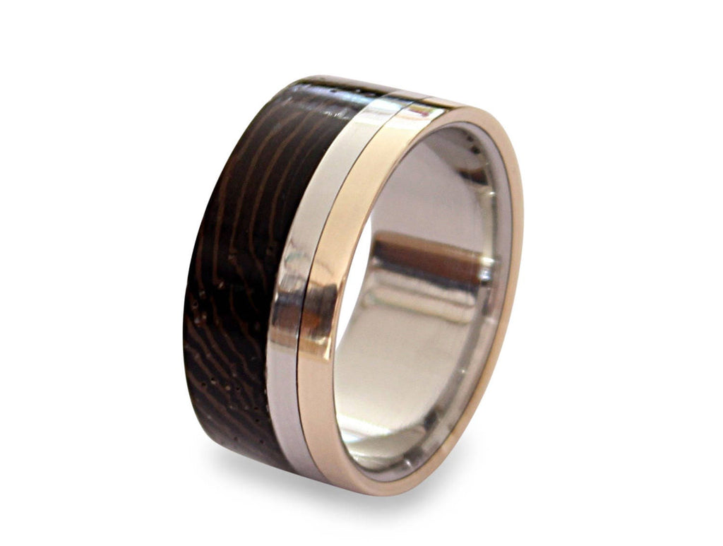 Titanium Wedding Band: Wenge Wood Inlay, Bronze Pinstripe
