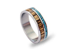 Titanium Ring: Zebrano Wood & Turquoise Inlay, Handmade Band