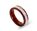 Handmade Mahogany Wood Ring with Crushed Shell Inlay