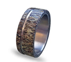 Titanium Ring with Deer Antler Inlay: Hypoallergenic Band