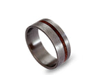 Handcrafted Brushed Titanium Ring with Organic Rose Root Detail