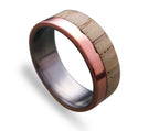 Titanium Wedding Band: Copper & Beech Wood Ring, Handmade