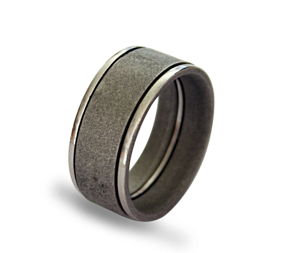 Sandblasted Stainless Steel Ring: Modern Variated Finish Wedding Band