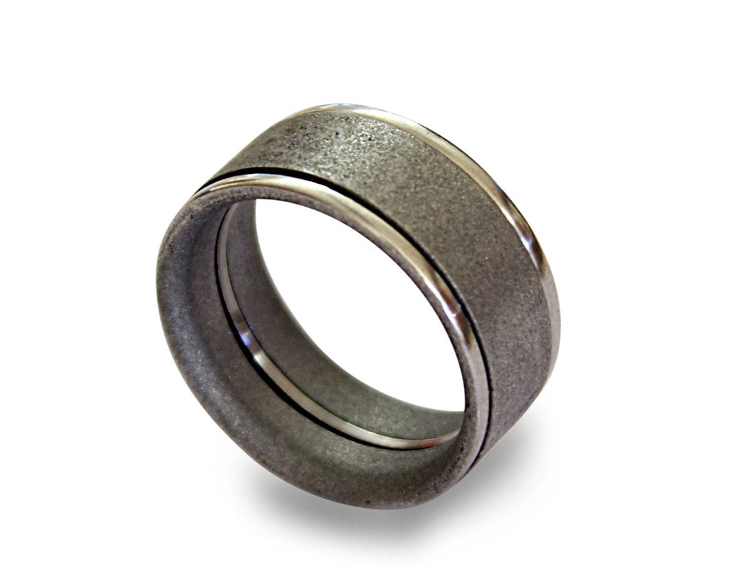 Sandblasted Stainless Steel Ring: Modern Variated Finish Wedding Band