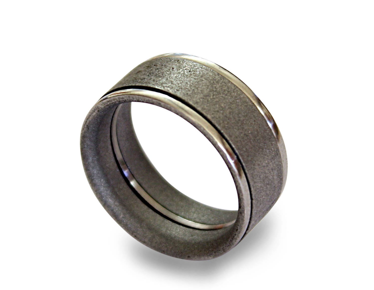 Sandblasted Stainless Steel Ring: Modern Variated Finish Wedding Band