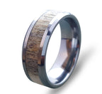 Tungsten Carbide Ring: Deer Antler Inlay Wedding Band