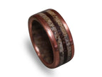 Handmade Copper Ring: Antler & Dinosaur Fossil Inlay Wedding Band