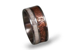 Titanium Ring: Deer Antler & Hammered Copper Inlay