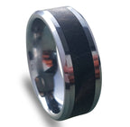 Tungsten Carbide Ring with Ebony Wood Inlay: Handmade Wedding Band