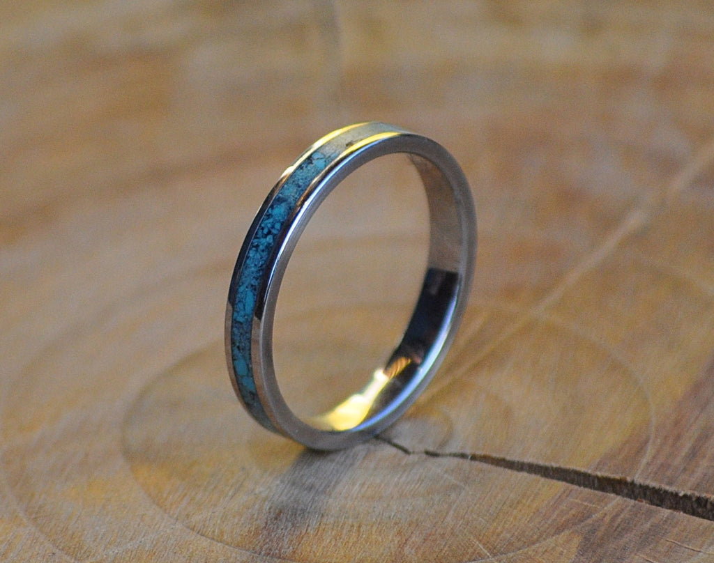 Handcrafted Stainless Steel Ring with Turquoise Inlay