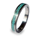 Handmade Titanium Ring with Turquoise Inlay - Women's Wedding Band