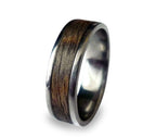 Mens Titanium Ring: Ziricote Wood Inlay Wedding Band