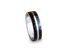 Handmade Stainless Steel Wedding Band with Wenge Wood Inlay