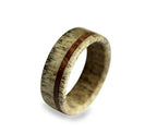 Antler Ring with Oak Wood Inlay: Natural Deer Antler Band
