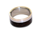 Titanium Wedding Band: Wenge Wood Inlay, Bronze Pinstripe