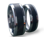 Tungsten Wedding Band Set: Ebony Wood Inlay Rings