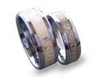 Tungsten Carbide Wedding Band Set: Deer Antler Inlay Rings