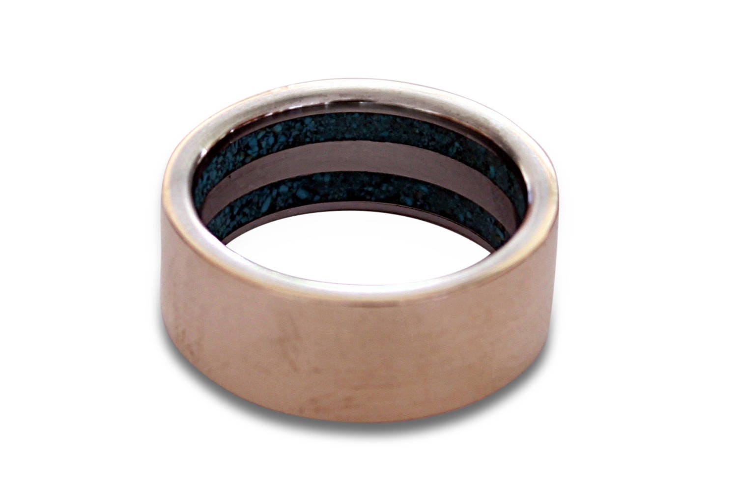Titanium Wedding Band: Bronze Ring with Turquoise Inlays