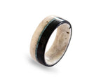 Handmade Deer Antler Ring: Ebony Wood & Turquoise Inlay