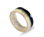 Handmade Deer Antler Ring: Ebony Wood & Turquoise Inlay
