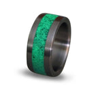 Titanium Ring: Malachite Inlay, Glow in the Dark Band