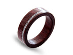 Handmade Amaranth Wood Ring with Crushed Shell Inlay