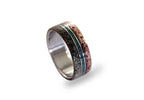 Titanium Wedding Band: Patina Copper, Turquoise & Deer Antler Inlay