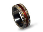 Titanium Ring: Mahogany Wood & Deer Antler Inlay
