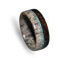 Deer Antler Ring, Ziricote Wood, Turquoise Inlays
