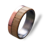 Titanium Wedding Band: Copper & Beech Wood Ring, Handmade