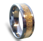 Tungsten Carbide Ring: Deer Antler Inlay Wedding Band