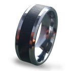 Tungsten Carbide Ring with Ebony Wood Inlay: Handmade Wedding Band
