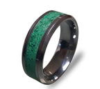 Tungsten Carbide Ring: Glow in the Dark Powder, Malachite Inlay