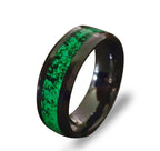Tungsten Carbide Ring: Glow in the Dark Powder, Malachite Inlay