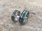 Handmade Titanium Ring Set: Ebony Wood & Malachite Inlay