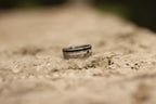 Titanium Ring: Ebony Wood & Deer Antler Inlay Wedding Band