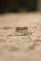 Titanium Wedding Band: Patina Copper, Turquoise & Deer Antler Inlay