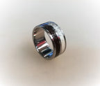Titanium Wedding Band: Deer Antler & Dinosaur Fossil Inlay