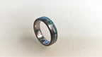 Damascus Steel Engagement Ring: Titanium Ring with Turquoise Inlay