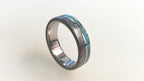 Damascus Steel Engagement Ring: Titanium Ring with Turquoise Inlay