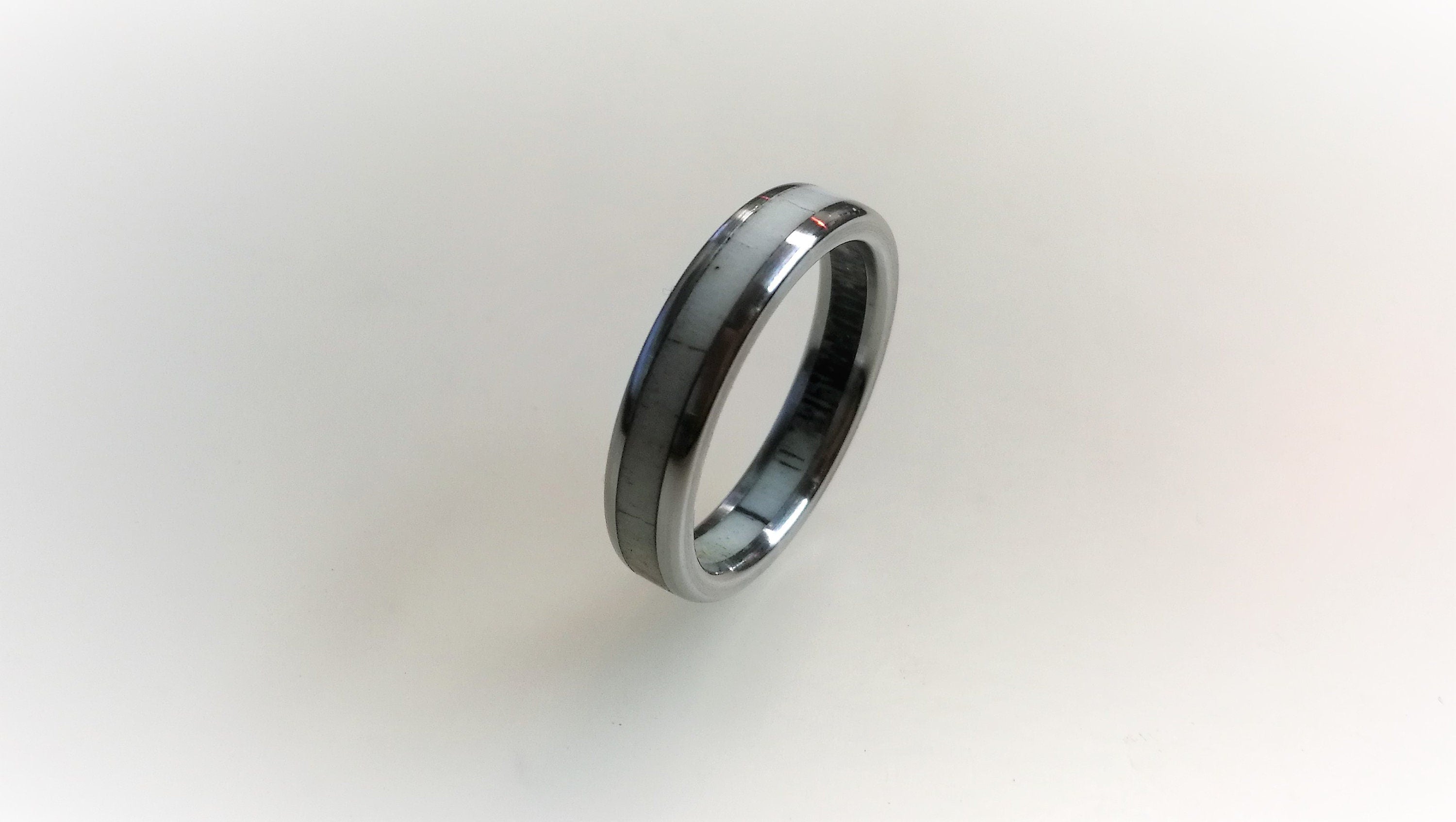 Titanium Ring with Deer Antler Inlay: 5mm Band