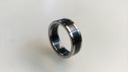 Titanium Ring with Ebony Wood Inlay: Mens Wedding Band