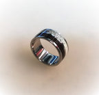 Titanium Wedding Band: Deer Antler & Dinosaur Fossil Inlay